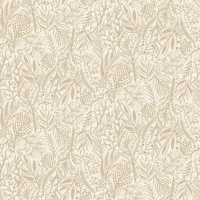 Caselio|Papel pintado escandinavo beige, motivos florales|Papel Pintado