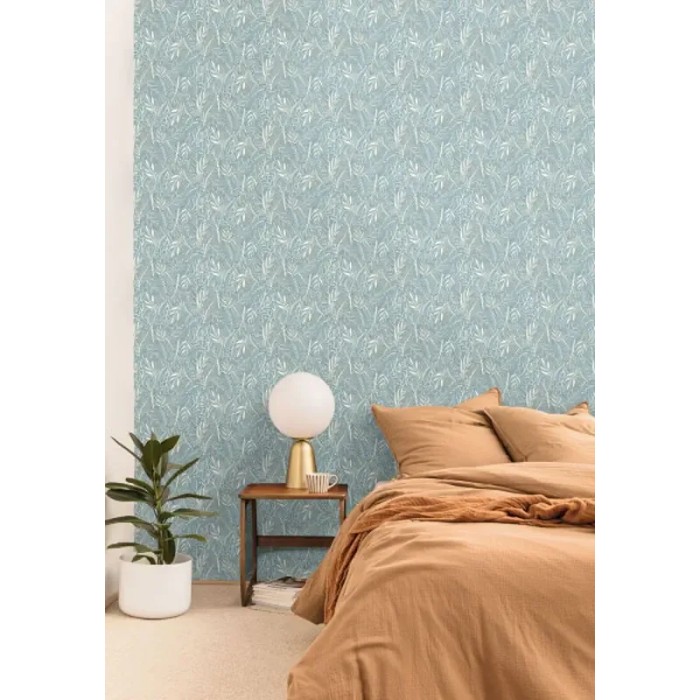 Caselio|Papel pintado floral turquesa estilo escandinavo|Moderno