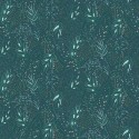 Caselio|Papel pintado floral escandinavo azul noche y verde|Papel Pintado