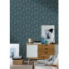 Caselio|Scandinavian floral wallpaper in midnight blue and green|Wallpaper