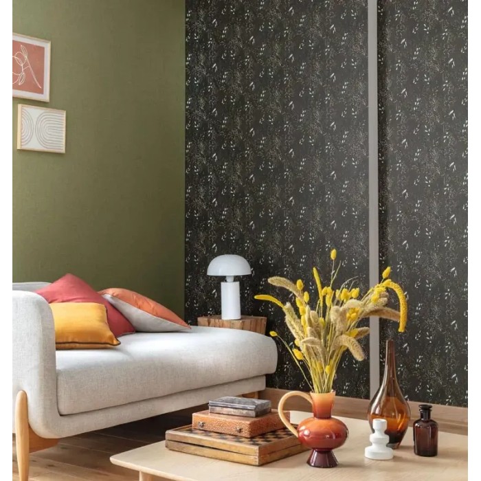 Caselio|Florale Tapete in Schwarz und Grün mit nordischem Touch|Modern