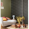Caselio|Papier peint floral noir et vert touche nordique|Moderne