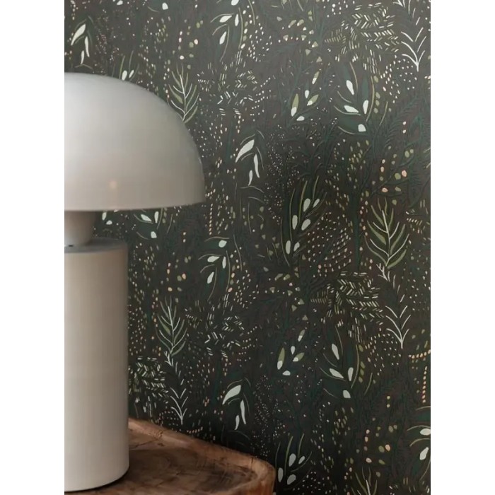 Caselio|Floral wallpaper in black and green with a Nordic touch|Modern