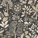 Caselio|Boho floral wallpaper in black and beige|Wallpaper