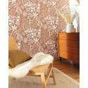 Caselio|Papel pintado salón flores bohemias, tonos marrón teja|Papel Pintado