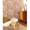 Caselio|Papel pintado salón flores bohemias, tonos marrón teja|Papel Pintado