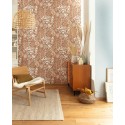 Caselio|Papel pintado salón flores bohemias, tonos marrón teja|Papel Pintado