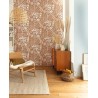 Caselio|Papel pintado salón flores bohemias, tonos marrón teja|Papel Pintado