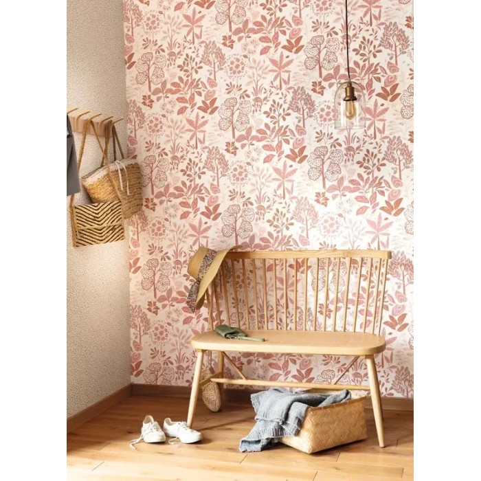 Caselio|Floral wallpaper in dusty pink|Wallpaper