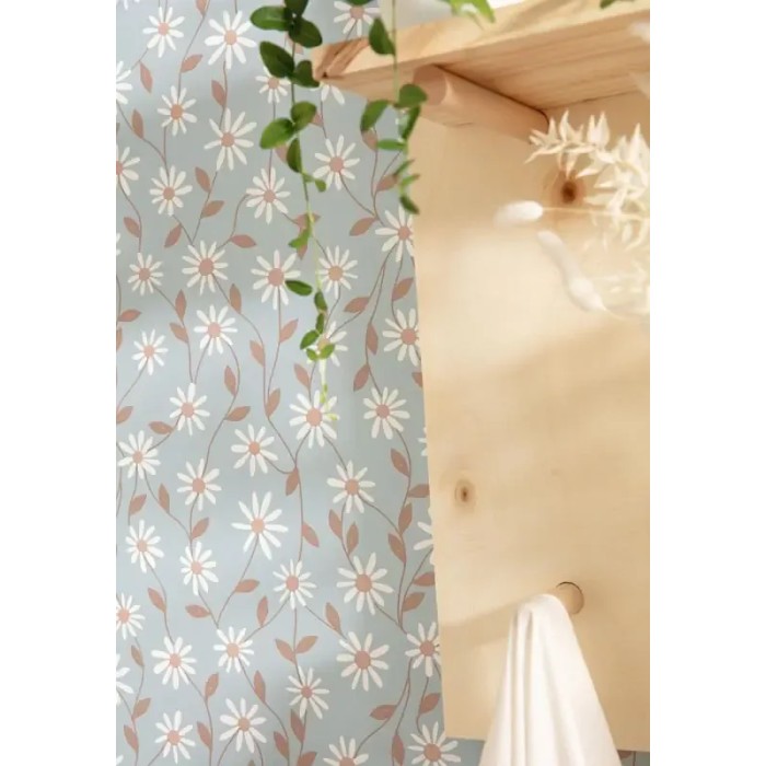 Caselio|Papel pintado juvenil, margaritas celestes|Papel Pintado