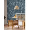 Caselio|Floral wallpaper in blue with daisy vines|Wallpaper