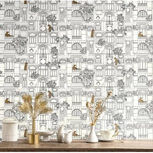 Grandeco|Modern pine landscape green wallpaper|Figurative 2
