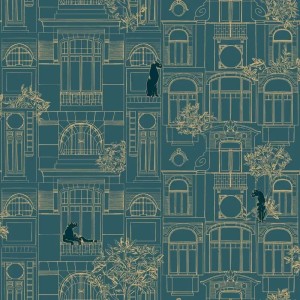 Casadeco|Figurative wallpaper with multicolor fashion runway|Figurative