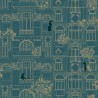 Caselio|Art Deco architecture wallpaper in blue and gold|Figurative