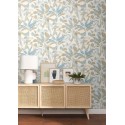 Caselio|Living room wallpaper in pastel tones with parrots and exotic plants|Wallpaper