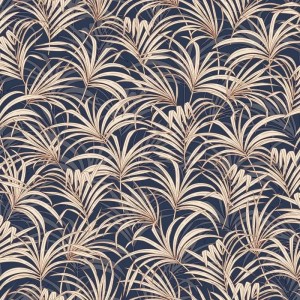 Caselio|Papier peint floral entrée élégante marron et or|Art Déco
