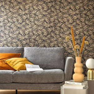 Caselio|Florale Tapete für Schlafzimmer mit goldenem Akzent|Tapeten 2