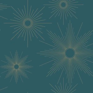 Caselio|Papier peint Art Déco vert avec étoiles dorées|Papier Peint