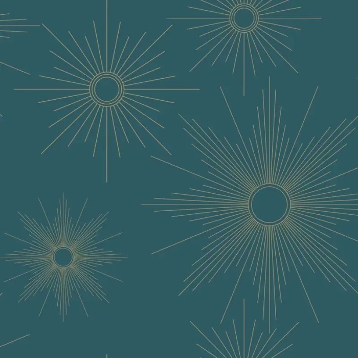 Caselio|Papel pintado art déco moderno azul petróleo y dorado|Art Deco