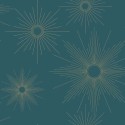 Caselio|Modern Art Deco wallpaper in petrol blue and gold|Art Deco