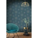 Caselio|Modern Art Deco wallpaper in petrol blue and gold|Art Deco