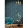 Caselio|Modern Art Deco wallpaper in petrol blue and gold|Art Deco