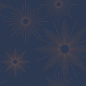 Caselio|Modern Art Deco wallpaper in petrol blue and gold|Art Deco