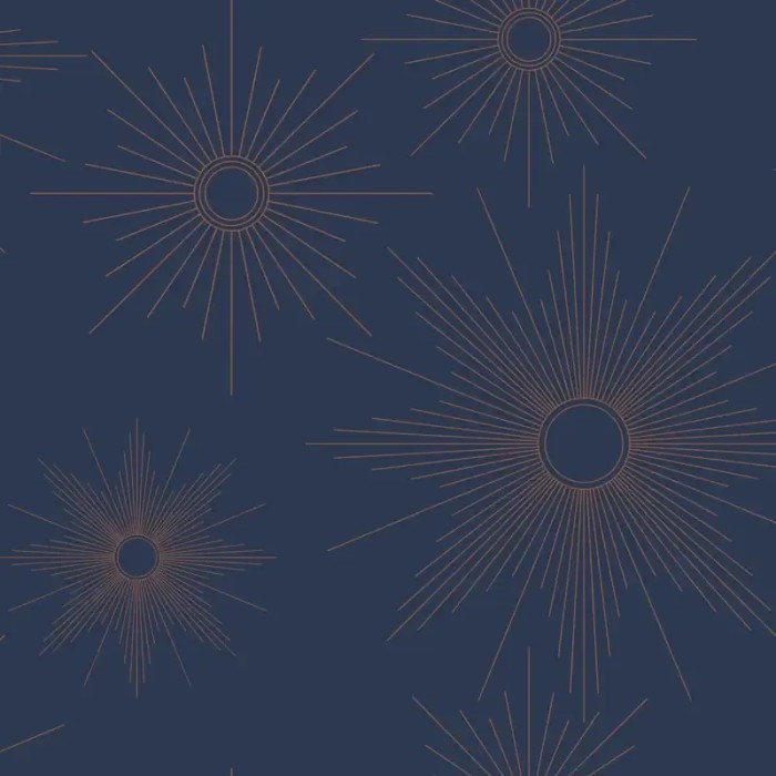 Caselio|Papel pintado para dormitorio Art Decó azul con estrellas doradas|Papel Pintado