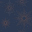 Caselio|Art Deco bedroom wallpaper in blue with golden stars|Wallpaper