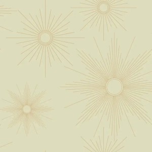 Caselio|Art Deco bedroom wallpaper in blue with golden stars|Wallpaper