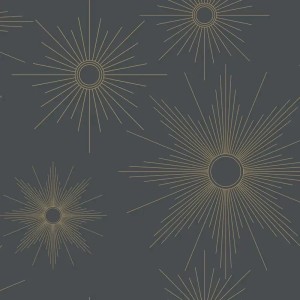 Caselio|Art Deco bedroom wallpaper in blue with golden stars|Wallpaper