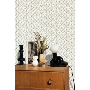 Borastapeter|Papier peint géométrique Mimi beige gris atténué|Art Déco 2