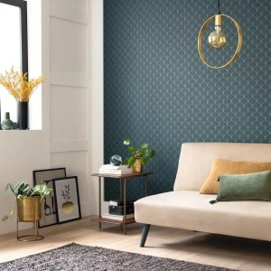Caselio|Elegant Art Deco wallpaper with green and gold palms|Wallpaper 2