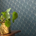 Caselio|Wohnzimmertapete im Art-Déco-Stil in Blau und Gold|Art Deco