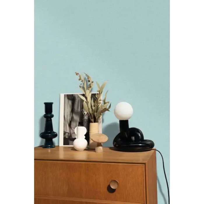 Caselio|Turquoise faux jute wallpaper|Raffia Imitation