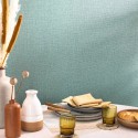 Caselio|Papier peint effet toile de jute vert menthe|Papier Peint