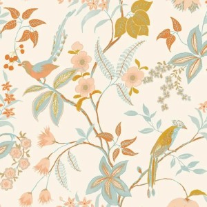 Caselio|Papier peint romantique avec oiseaux et fleurs|Papier Peint