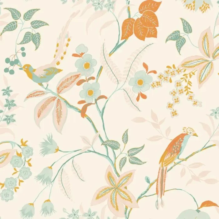 Papel pintado floral romántico con y pájaros - Caselio Happy Therapy 104060732