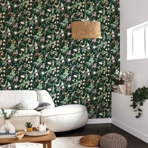 Marburg|Japandi wallpaper with large leaves in pink|Romantic 2