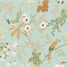Papel pintado flores y pájaros estilo romántico verde agua - Caselio Happy Therapy 104067765
