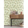 Caselio|Green and brown mosaic tile effect wallpaper|Tile Imitation