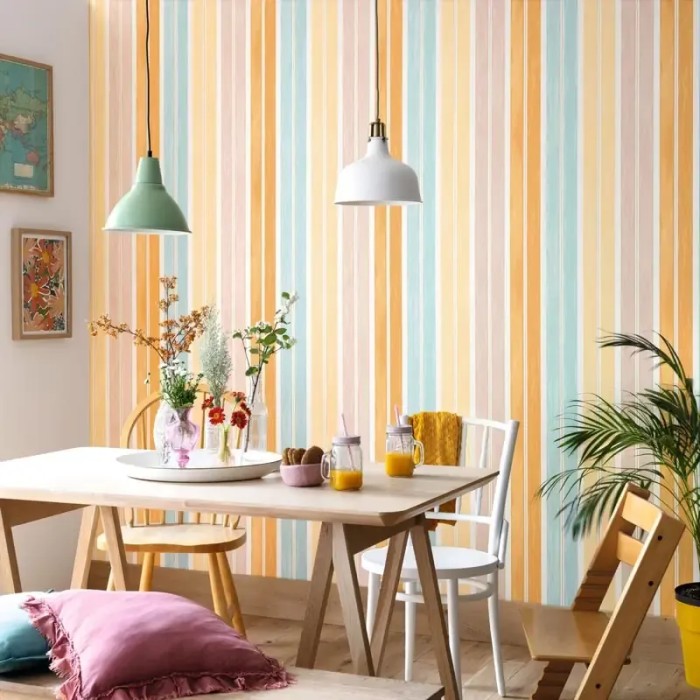 Caselio|Wide watercolor multicolor striped wallpaper|Youth Style