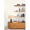 Caselio|Scandinavian white striped wallpaper with gold outline|Stripes