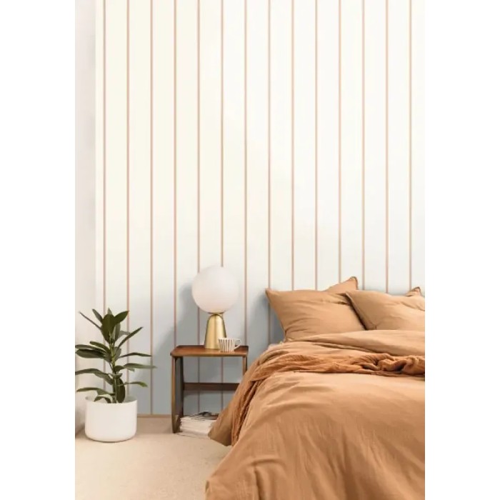 Caselio|White and pink striped wallpaper for bedrooms|Stripes