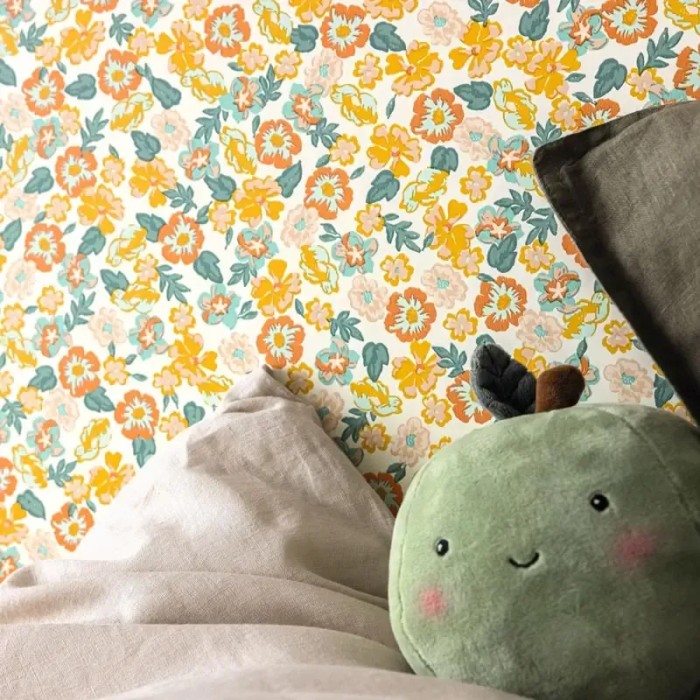 Caselio|Papier peint enfant fleurs multicolores|Jeunesse