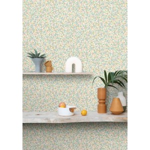 Pip Studio|Papier peint romantique avec fleurs et animaux sur fond marron|Papier Peint 2