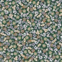 Caselio|Papel pintado estampado de florecillas verde y violeta|Papel Pintado
