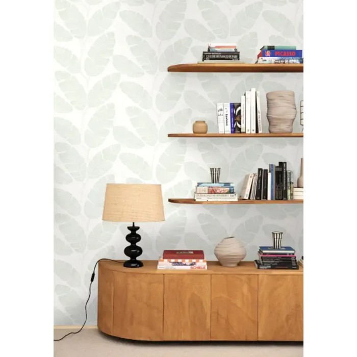 Caselio|Papel pintado hojas de banano blanco y verde|Minimalista