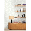 Caselio|White and green banana leaf wallpaper|Minimalist