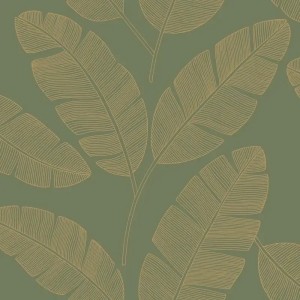 Caselio|Papier peint feuilles de bananier blanc et vert|Minimaliste